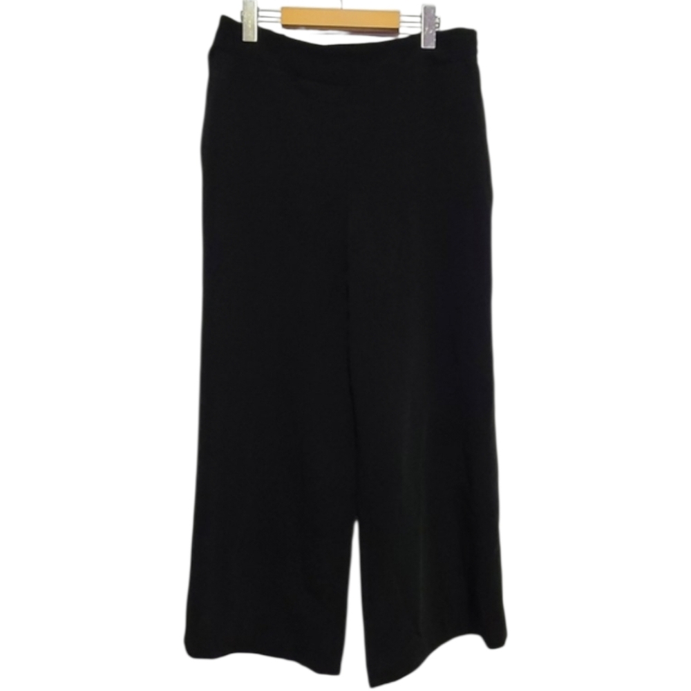 Nine West Womens Black Wide Leg High Rise Pants M Neutral Relaxed Fit Workwear